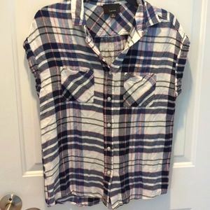 Lumiere sleeveless flannel shirt sz medium